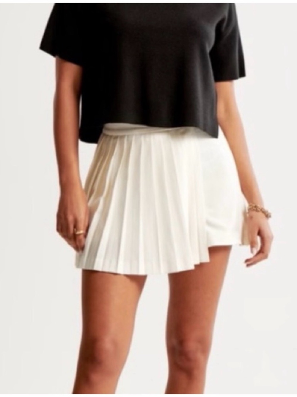 Abercrombie & Fitch White Pleated Mini Skort Bright White XL